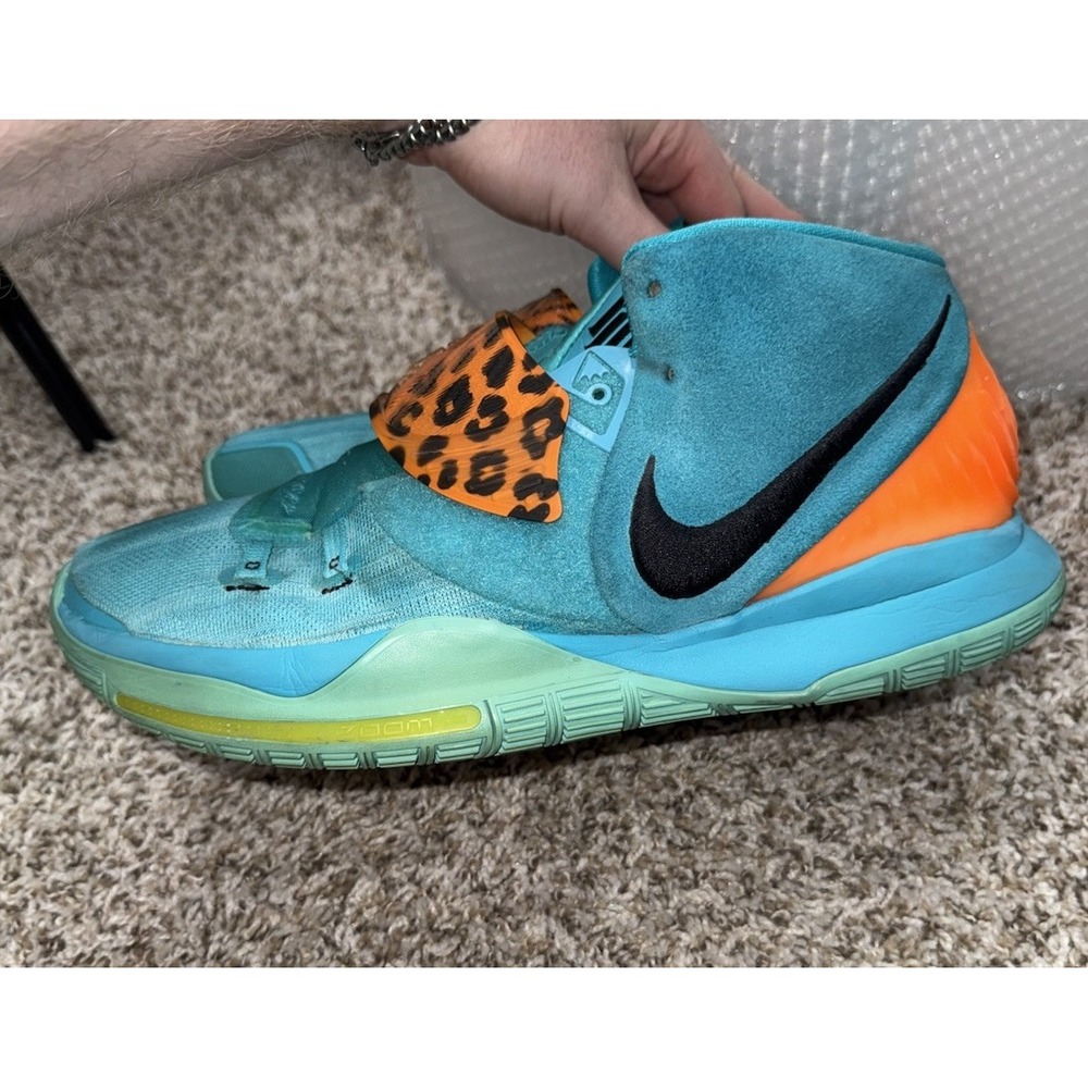 Nike Kyrie 6 Oracle Aqua Blue Animal Orange BQ4630-300 Size 12